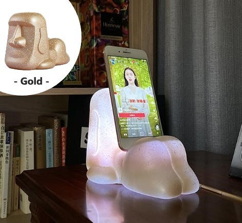 照明 スマホスタンド ゴールド おしりがキュートな モアイ 7色に光る モアイ像 オブジェ n927拍卖