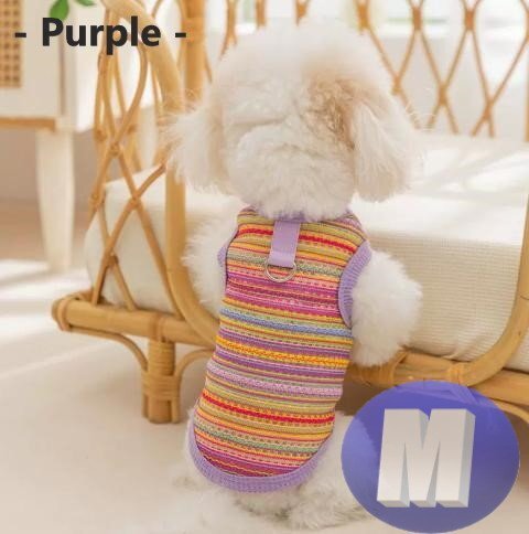ドッグウェア 春夏 パープル Mサイズ 犬服 小型犬 中型犬 袖なし 通気性 柔らか 洋服 可愛い n993拍卖