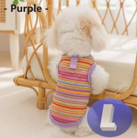 ドッグウェア 春夏 パープル Lサイズ 犬服 小型犬 中型犬 袖なし 通気性 柔らか 洋服 可愛い n993拍卖