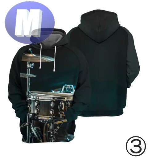 フード付き 楽器パーカー ドラム M トレーナー アウター 防寒 n724-3拍卖