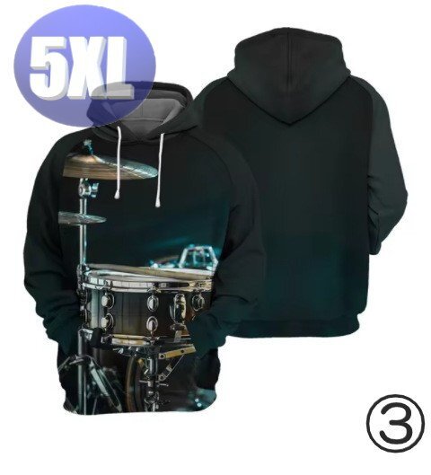 フード付き 楽器パーカー ドラム 5XL トレーナー アウター 防寒 n724-3拍卖