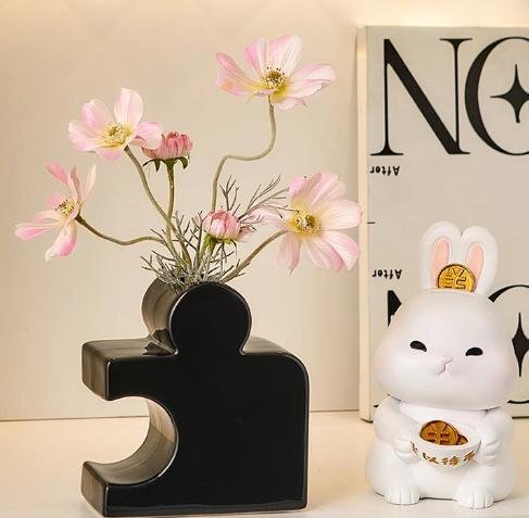 ジグソーパズル 花瓶 ブラック モダンな装飾 花瓶 花瓶 モダンアート花瓶 オブジェ インテリア 小物 n940拍卖