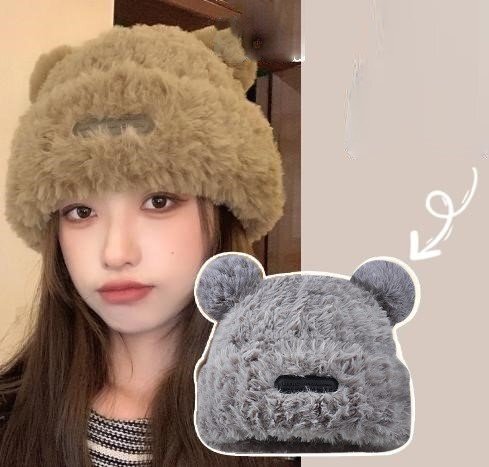 ニット帽 グレー レディース 帽子 ニット 秋 冬 ニット帽 防寒対策 帽 クマ耳 くま耳 くま拍卖