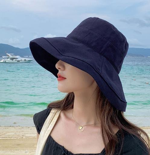 帽子 レディース ネイビー UVカット 折りたたみ 大きいサイズ 風で飛ばない 紐付き 日よけ HAT 紫外線カット つば広拍卖