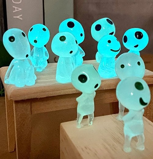 蓄光 フィギュア 光るこだま ブルー系 10体セット 苔テラリウム ガーデニング インテリア拍卖