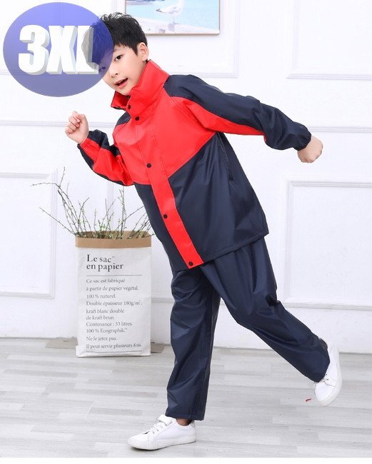 レインウェア 合羽 上下 レインウェア キッズ 子供用 雨具 通学 ネイビー 3XLサイズ 140㎝-150cm n361拍卖