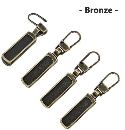 ファスナー 4個 ブロンズ チャック 引手 引き手 持ち手 取っ手 ジッパー プルタブ ファスナートップ 修理 交換 取替 金属金具 財布拍卖