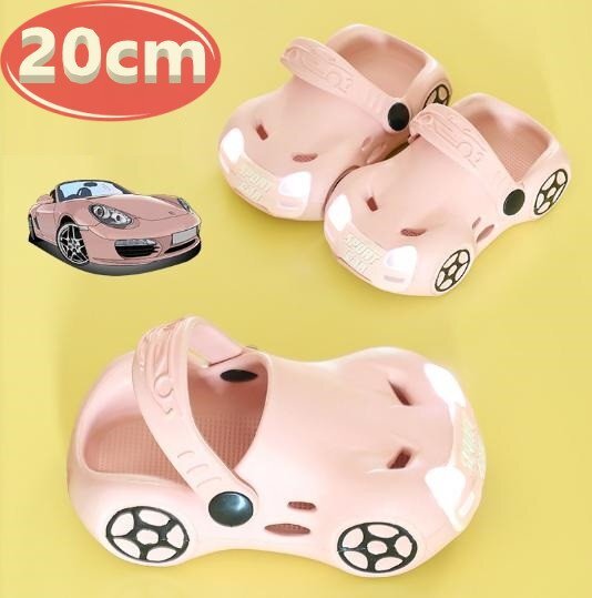 サンダル キッズ ピンク 20㎝ スポーツカー 夏 海 リゾート n752拍卖