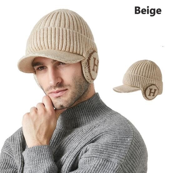 ツバ付き ニットキャップ ニット帽 ベージュ ワッチキャップ 帽子 アウトドア ユニセックス メンズ レディース 男女兼用 n820拍卖