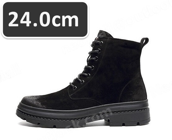 サイドジッパー付 牛本革 メンズ シュートブーツ ブラック サイズ 24.0cm カジュアル 屈曲性 通勤 軽量 インポート品【n030】拍卖