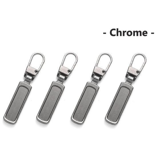 ファスナー 4個 クローム チャック 引手 引き手 持ち手 取っ手 ジッパー プルタブ ファスナートップ 修理 交換 取替 金属金具 財布拍卖