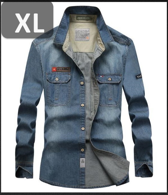 メンズ 長袖 デニム シャツ ブルーグレー XL 長袖 デニム シャツ 春秋【n184】拍卖