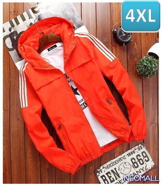 ☆ 【268】 ウィンドブレーカー フード付き オレンジ 4XL メンズ ナイロン カモフラ 柄 アウトドア 防風 軽量 ジャケット拍卖