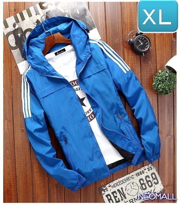 ☆ 【268】 ウィンドブレーカー フード付き ブルー XL メンズ ナイロン カモフラ 柄 アウトドア 防風 軽量 ジャケット拍卖