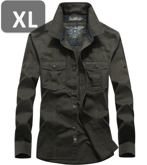 メンズ 長袖 シャツ オリーブ XL 長袖 シャツ 春秋【n182】拍卖