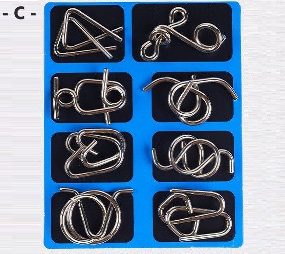 知恵の輪 8個セット ミステリーリング パズル チャイニーズリング 知育玩具 C拍卖