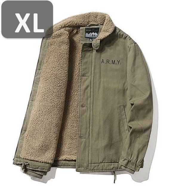 ブルゾン アウター グリーン XLサイズ 防寒 裏起毛 裏ボア 【a1000】拍卖