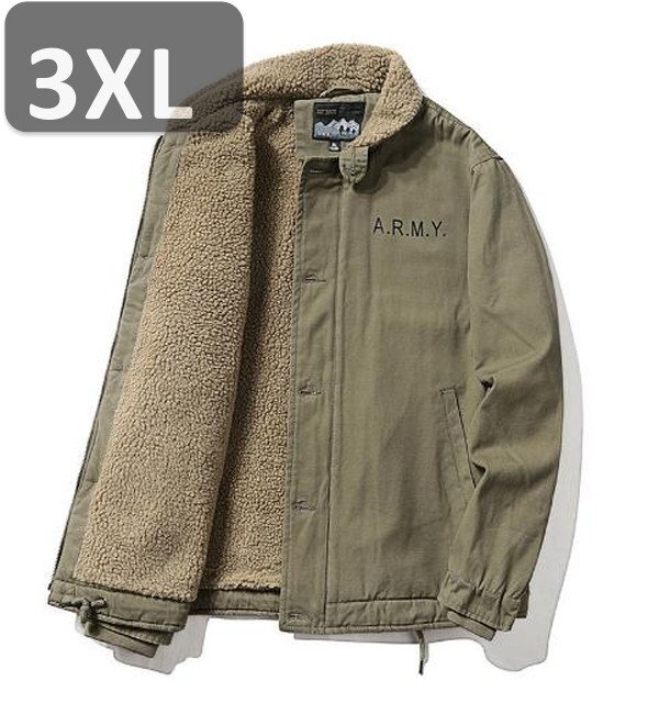 ブルゾン アウター グリーン 3XLサイズ 防寒 裏起毛 裏ボア 【a1000】拍卖