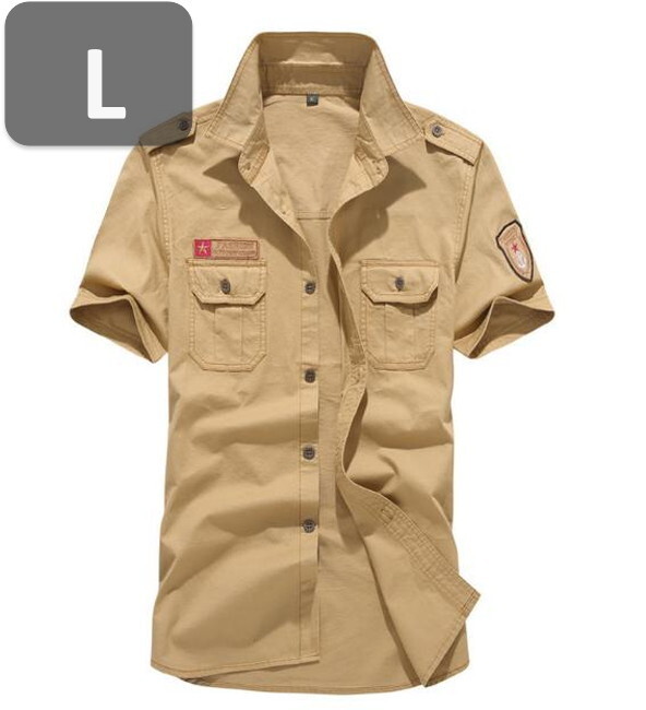 メンズ 半袖 シャツ カーキ L 半袖 シャツ 春夏【n198】拍卖