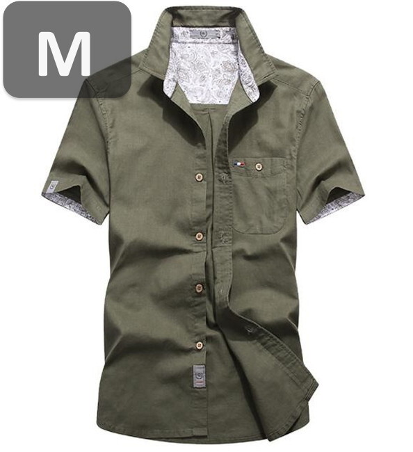 メンズ 半袖 シャツ オリーブ M 半袖 シャツ 春夏【n200】拍卖