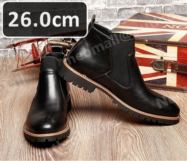 メンズ ショートブーツブーツ 26.0cm ブラック PUレザー ミリタリーブーツ アウトドアシューズ 【n019】拍卖