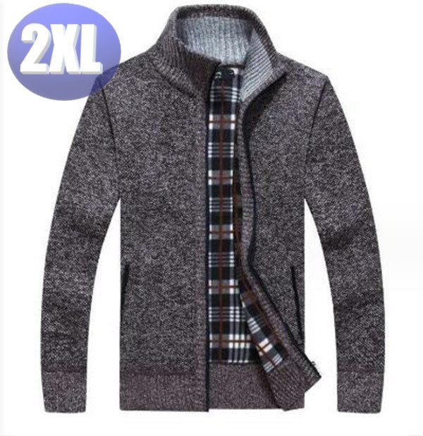 ニットジャケット ブラウン 2XLサイズ ジッパー セーター 拍卖