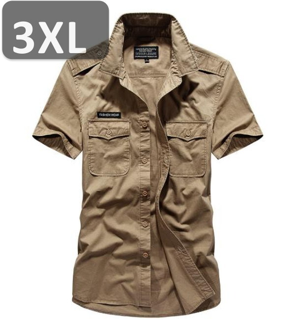 メンズ 半袖 シャツ カーキ 3XL 半袖 シャツ 春夏【n201】拍卖