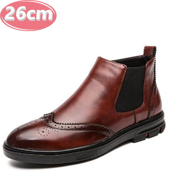 サイドジッパー付き メンズ ビジネス レザー シューズ ブラウン 26.0㎝ 革靴 靴 カジュアル 屈曲性 通勤 軽量 インポート品【n141】拍卖