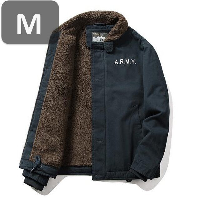 ブルゾン アウター ネイビー Mサイズ 防寒 裏起毛 裏ボア 【a1000】拍卖