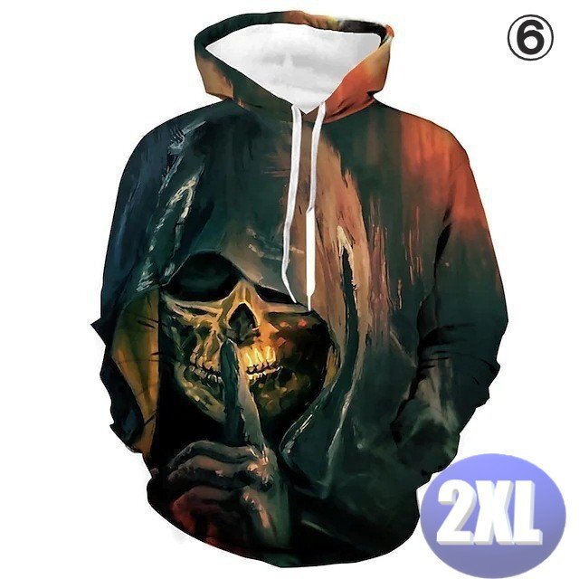 フード付き ドクロパーカー カラー6 2XL トレーナー アウター 防寒 n718拍卖