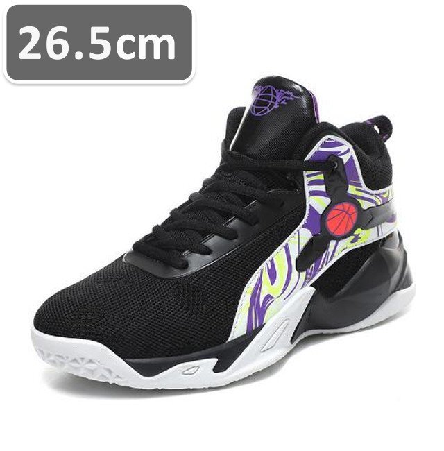 メンズ スニーカー ブラック 26.5cm 靴 シューズ 防滑 バスケットシューズ 通勤 通学 旅行 【238】拍卖