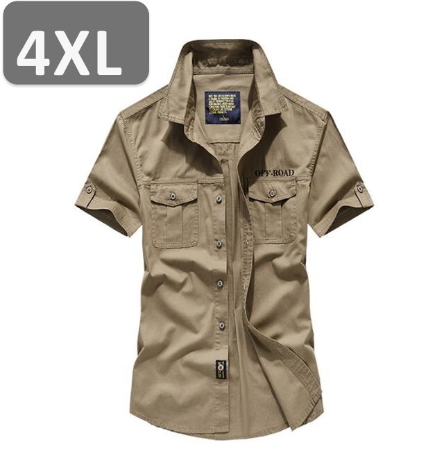 メンズ 半袖 シャツ カーキ 4XL 半袖 シャツ 春夏【n192】拍卖