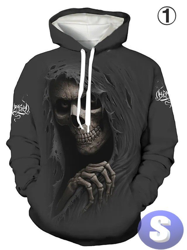 フード付き ドクロパーカー カラー1 S トレーナー アウター 防寒 n712拍卖