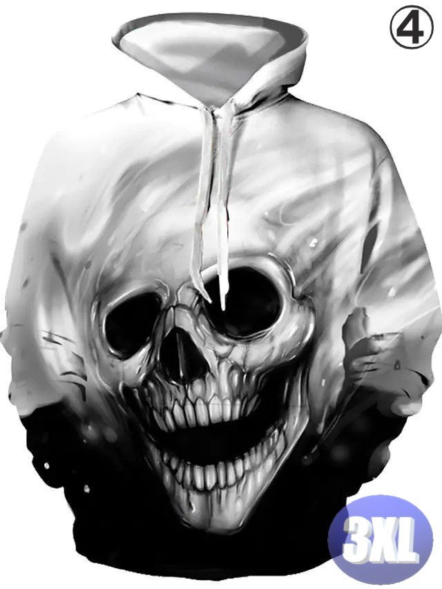 フード付き ドクロパーカー カラー4 3XL トレーナー アウター 防寒 n718拍卖