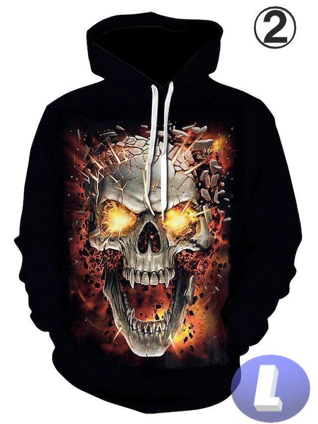 フード付き ドクロパーカー カラー2 L トレーナー アウター 防寒 n718拍卖