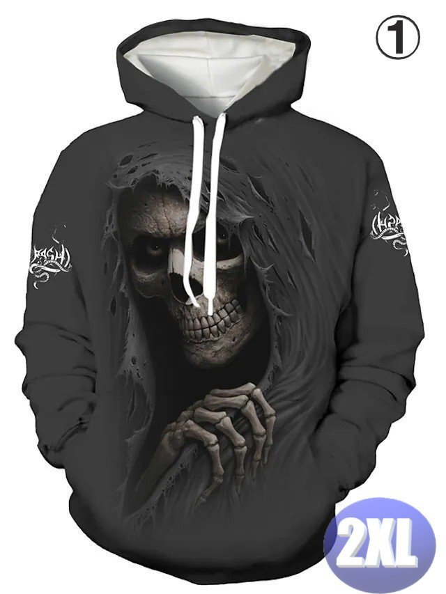 フード付き ドクロパーカー カラー1 2XL トレーナー アウター 防寒 n718拍卖