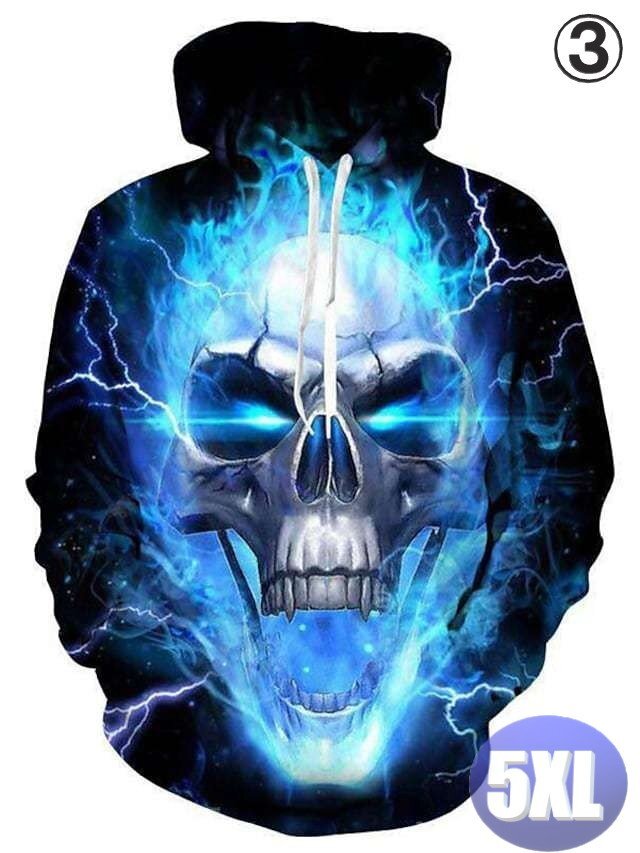 フード付き ドクロパーカー カラー3 5XL トレーナー アウター 防寒 n718拍卖