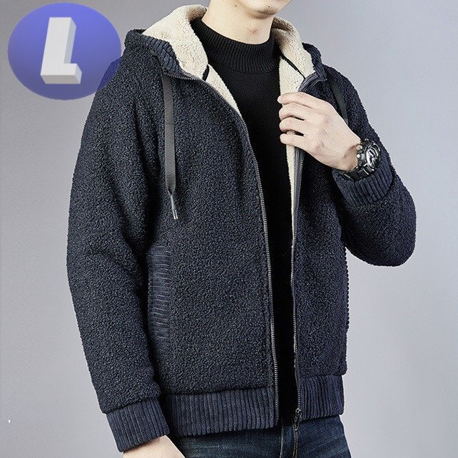 もこもこパーカー ネイビー Lサイズ 裏起毛 アウター 暖か 防寒 n706拍卖