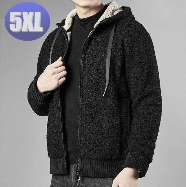 もこもこパーカー ブラック 5XLサイズ 裏起毛 アウター 暖か 防寒 n706拍卖