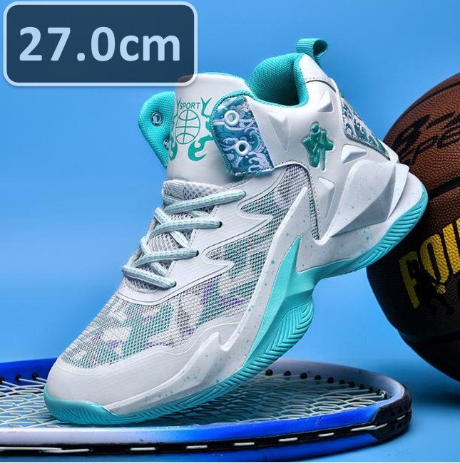 メンズ スニーカー ライトブルー 27.0cm 靴 シューズ 防滑 バスケットシューズ 通勤 通学 旅行 【241】拍卖