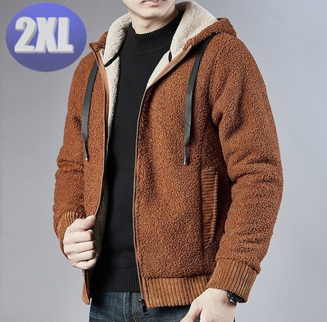 もこもこパーカー ブラウン 2XLサイズ 裏起毛 アウター 暖か 防寒 n706拍卖