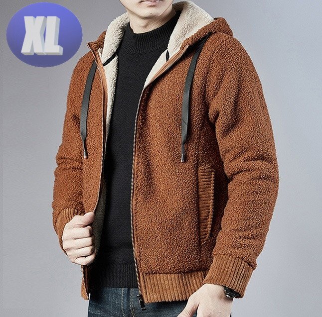 もこもこパーカー ブラウン XLサイズ 裏起毛 アウター 暖か 防寒 n706拍卖