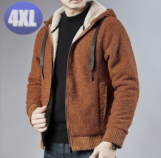 もこもこパーカー ブラウン 4XLサイズ 裏起毛 アウター 暖か 防寒 n706拍卖