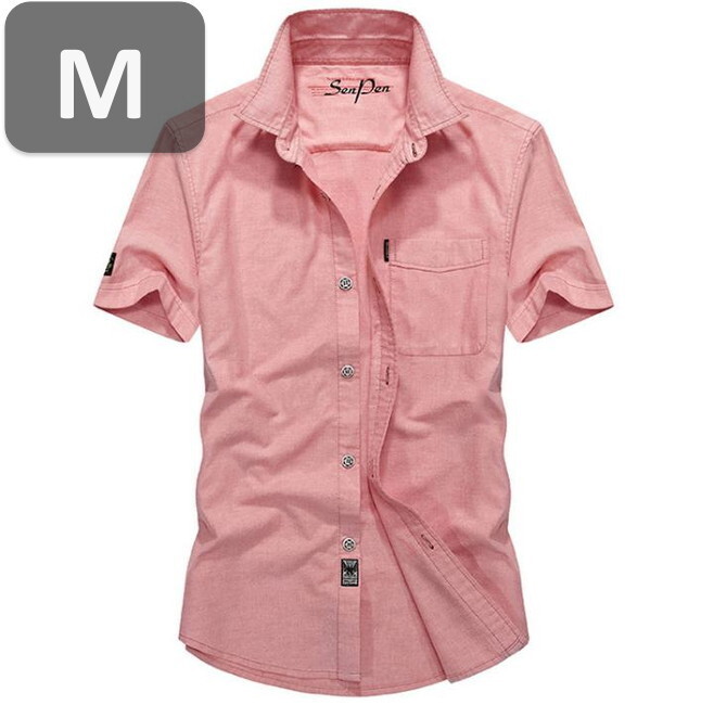 メンズ 半袖 シャツ ピンク M 半袖 シャツ 春夏【n203】拍卖