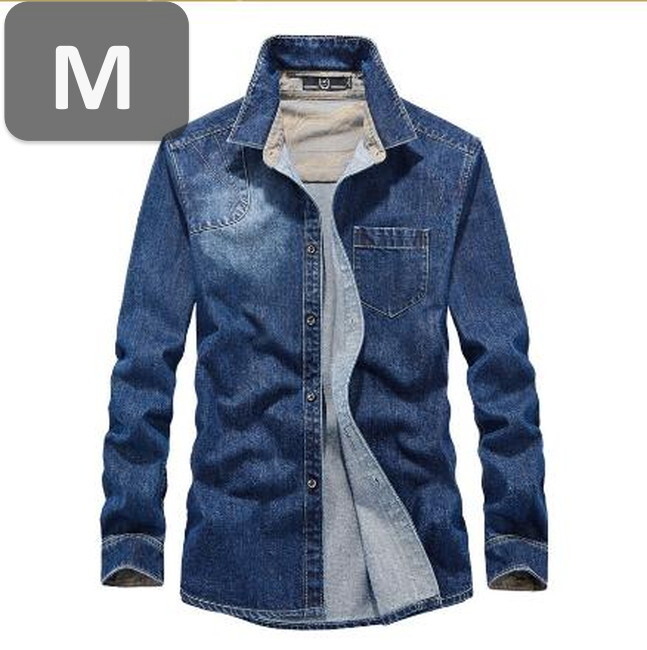 メンズ 長袖 デニム シャツ ブルー M 長袖 デニム シャツ 春秋【n187】拍卖