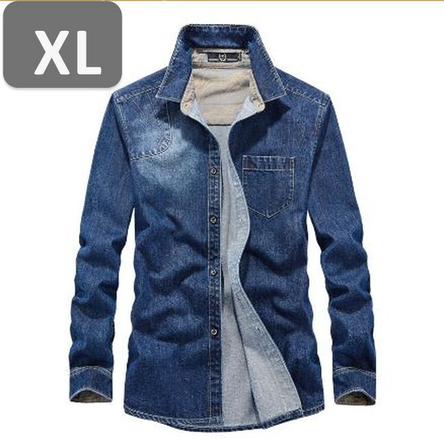 メンズ 長袖 デニム シャツ ブルー XL 長袖 デニム シャツ 春秋【n187】拍卖