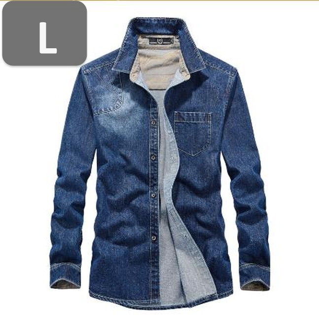 メンズ 長袖 デニム シャツ ブルー L 長袖 デニム シャツ 春秋【n187】拍卖