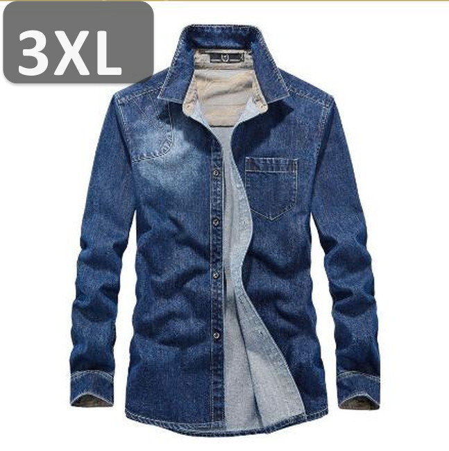 メンズ 長袖 デニム シャツ ブルー 3XL 長袖 デニム シャツ 春秋【n187】拍卖