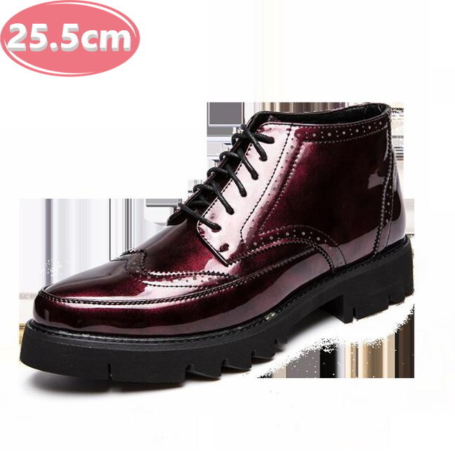 メンズ ビジネス レザー シューズ レッド 25.5㎝ 革靴 靴 カジュアル 屈曲性 通勤 軽量 インポート品【n137】拍卖