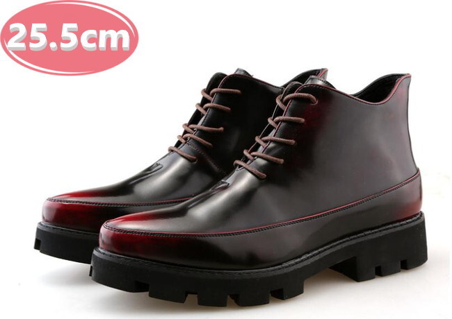 サイドジッパー付き メンズ ビジネス レザー シューズ レッド 25.5㎝ 革靴 靴 カジュアル 屈曲性 通勤 軽量 インポート品【n138】拍卖